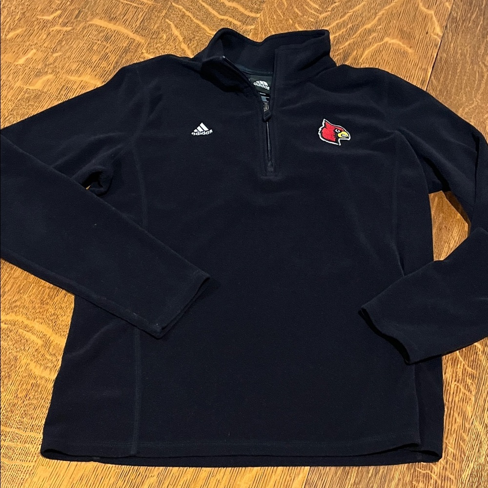 Adidas Black Louisville Cardinals Fleece Quarter-Zip with Embroidered Logo